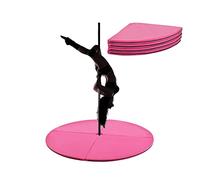 COSTWAY Tapis de Pole Dance et Gymnastique, Protection avec Fermeture Auto-Agrippante, PVC, Amovible, Diamètre 150 cm x 5 cm (Rose)