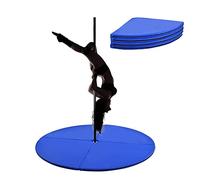 COSTWAY tapis de Pole Dance Mat Gymnastique, Tapis de Protection auto-agrippant, Amovible, Ф150 x 5 cm (Bleu)