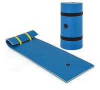 COSTWAY Tapis Flottant en Mousse XPE 210 x 66CM Résistant à la Déchirure 3 Couches avec Attache Elastique de 1,5M Capacité Portante 60KG pour Piscine/Plage/Océan (Bleu)