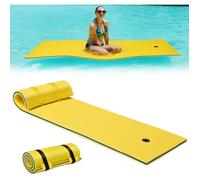 tapis flottant en mousse XPE giantex jaune 210x66cm 3 couches avec attache élastique de 1,5m capacité portante 60kg pour piscine/plage Jaune G