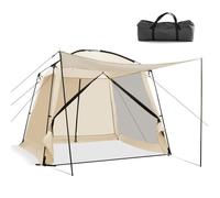CostwayTente de Camping pour 8-10 Personnes Tente Dôme avec Vestibule et Moustiquaire Porte Zippée Tente Portable avec Sac de Transport 300x300x250cm Beige