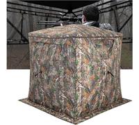COSTWAY Tente de chasse unilatérale transparente à 270°, abri pop-up pour 2-3 personnes avec fenêtre coulissante silencieuse & sac de transport, cache de chasse pour la chasse au cerf & à la dinde, ca