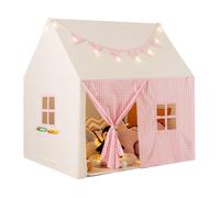 COSTWAY Tente de Jeu pour Enfants, Accessoires Étoiles et Drapeaux Décoratifs, 2 Sacs de Rangement, 2 Fenêtres Guirlande