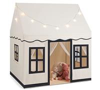 COSTWAY Tente de Jeux avec Guirlandes Lumineuses Étoiles, Cabane Interieure avec Tapis Lavable, Rideaux en Filet et 2 Poches Latérales, 3-4 Enfants, Style Princesse, 121 x 101 x 137 cm