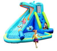 COSTWAY Toboggan Gonflable avec Piscine Gonflable,Mur d'escalade-Convient aux Enfants de 3 à 10 Ans, Capacité de Charge Max.90KG-avec Sac de Transport (Pompe Air Electrique Non Inclus)…