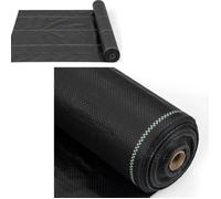 COSTWAY Toile de Paillage 25M x 2M-Contrôle des Mauvaises Herbes-Tissu Anti-UV 100g/m2-avec Ligne de Guidage Claire et Droite-Noir