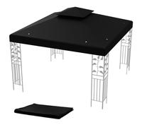 COSTWAY Toile de Rechange Double Toit pour Pavillon de Jardin 3 x 3 M en Polyester Impérméable Haute densité 160g/m², Toile de Toit pour Pavillon Tonnelle Tente (Noir)