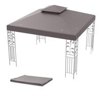 COSTWAY Toile de Rechange Double Toit pour Pavillon de Jardin 3 x 3 M en Polyester Impérméable Haute densité 160g/m², Toile de Toit pour Pavillon Tonnelle Tente (Gris)