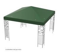 COSTWAY Toile de Rechange pour Pavillon 3m x 3m en Polyester Imperméable avec Trous de Drainage Attaches Auto-agrippantes Vert