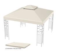 CostwayToile Supérieure 3m x 3m pour Tonnelle à 2 Niveaux Toile de Gazebo Boucles en Aluminium en Polyester Beige