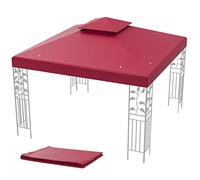 COSTWAY Toile de Rechange pour Pavillon de Jardin 3 x 3 M en Polyester Impérméable Haute densité 160g/m², Toile de Toit pour Pavillon Tonnelle Tente (Rouge)