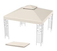COSTWAY Toile de Rechange pour Pavillon de Jardin 3 x 3 M en Polyester Impérméable Haute densité 160g/m², Toile de Toit pour Pavillon Tonnelle Tente (Beige)