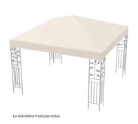 COSTWAY Toile de Toit de Rechange 3 x 3 M Protection Solaire, Bâche pour Tonnelle en Polyester, pour Jardin, Plage, Parc, Beige
