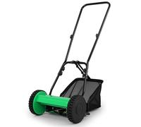 COSTWAY Tondeuse à Gazon Manuelle à Lame avec Largeur de Coupe de 30 cm, Hauteurs de Coupe Réglables de 15 à 40 Mm, Bac de Ramassage de 18,5 L 2 Roues Antidérapantes (Vert)