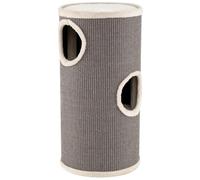 COSTWAY Tonneau Griffoir Chat à 4 Étages, Tapis à Griffer en Sisal, Tour Chat avec Coussin, 3 Grandes Entrées, Passage Intérieur, Arbre à Chaton, Chaque Couche Charge 15 kg (36 x 36 x 70 cm,Gris)