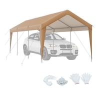 COSTWAY Tonnelle Barnum 301 x 600 cm Toile en PE Double Couche Etanche Protection Solaire UPF50+ Cadre en Métal Galvanisépour Garage