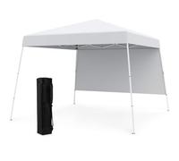 COSTWAY Tonnelle de Jardin 3 x 3 M avec Panneau Latéral, Tente Réception Pliant avec Sac à Dos Portable 4 Piquets Protection Solaire Montage Facile, pour Fête Camping Pique-Nique (Blanc)
