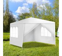 COSTWAY Tonnelle de Jardin 3x3M, Tente de Reception avec 4 Bâches Amovibles et Fenêtres Transparentes, Tubes Métalliques, Barnum pour Fête, Mariage, BBQ