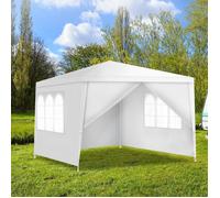 COSTWAY Tonnelle de Jardin Chapiteau 3x3m-4 Parois Amovibles-en Tissu PE Imperméable-2 Fenêtres