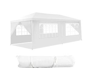 COSTWAY Tonnelle de Jardin inclut 4 Murs Amovibles avec Fenêtre sur Côté, avec Piquets de Terre Solides pour Les Fêtes de Mariage, BBQ de Plage etc. Sac de Transport Inclus, 3x6m