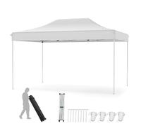 COSTWAY Tonnelle de Jardin Instantanée 300 x 445 CM, Tente de Jardin avec Trous de Drainage Sac à roulettes 4 Cordes 8 Piquets, Abri Ajustable pour Marché Patio Camping Mariage (Beige)