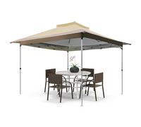 COSTWAY Tonnelle de Jardin Instantanée Double Toit 360X360CM, Tente Réception avec Dessus Ventilé Sac de Transport à roulettes, Tonnelle à Ouverture pour Fête Camping BBQ, Kaki