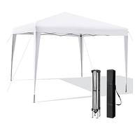 COSTWAY Tonnelle de Jardin Instantanée Pliable 295x295CM, Tente de Jardin Anti-UV Imperméable 3 Hauteurs 249/252/255 cm Sac de Rangement, pour Marché Patio Camping (Blanc)
