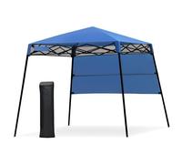 COSTWAY Tonnelle de Jardin Pliante 182 x 182 cm Protection Solaire 2 Hauteurs avec Demi-paroi Latérale Sac Portable pour Fête Bleu