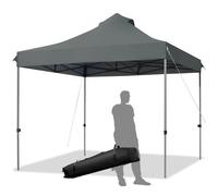 COSTWAY Tonnelle de Jardin Pliante 3 x 3M-Sac de Transport à Roulettes-3 Hauteurs-6 à 8 Personnes-Tissu Oxford Imperméable-Gris