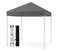 COSTWAY Tonnelle de Jardin Pop-up Toit Aéré 202 x 202 CM, Tente Réception Pliant avec Hauteurs Ajustables Sac de Transport 8 Piquets & 4 Cordes Coupe-Vent, pour Fête Camping BBQ (Gris)