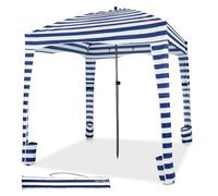 COSTWAY Tonnelle de Plage Pliable avec Sac de Transport, Abri de Plage avec Paroi Latérale Amovible, 8 Sacs de Sable, Protection Solaire, pour Terrasse, Bleu