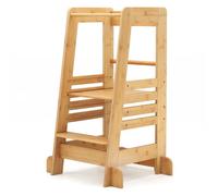 Costway Tour D'apprentissage Pour Tout-Petits 4 Hauteurs Réglables, Barres De Sécurité Et Pieds Antidérapants 18 Mois+, Naturel Multicolore