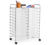 meuble roulant à 20 tiroirs giantex avec roues transparent organiseur pour accessoires, papiers, chariot multifonctionnel pour école, bureau, maison, salon de beauté G