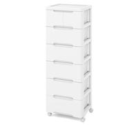 COSTWAY Tour de Rangement à Roulettes,7 Tiroir Meuble Rangement en Plastique pour Bureau,École,Salle de Bain,Papeterie,Chambre