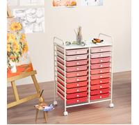 COSTWAY Tour de Rangement à Roulettes Universelles - 20 Tiroirs Amovibles - 64 x 39 x 88 CM - Format A4 et Lettre Rose
