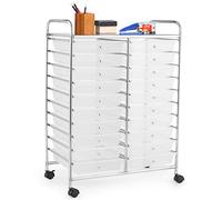 COSTWAY Tour de Rangement Chariot de Rangement à roulettes avec 2 Freins à Pied et 20 Tiroirs 64 x 39 x 88 CM (Clair)