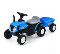 COSTWAY Tracteur Électrique 6V avec Remorque pour Enfants 3+ Ans, 2-3 km/h, avec Effets Sonores et Lumineux, 106 x 42 x 49 cm, Bleu