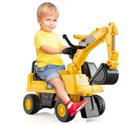 COSTWAY Tractopelle Enfant avec Bras à Angle Réglable, Pelleteuse Enfant avec Bouton & Cabine de Conducteur, Espace Caché, Charge 25KG, Excavateur pour Enfant de 1-3 Ans