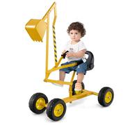 COSTWAY Tractopelle Enfant pour Bac à Sable avec 4 roues, Pelle Flexible, pour Sable Terre Neige, 122 x 40 x 66 cm, 3 Ans+ Jaune