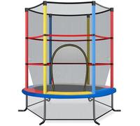 COSTWAY Trampoline Enfants Ø165×1,65H CM-Filet de Sécurité-Porte Zipée-Couvre-Ressorts-6 Poteaux Rembourrés-Charge 45 kg-Coloré