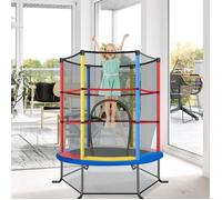 COSTWAY Trampoline Enfants avec Filet de Sécurité Ø165×1,91H CM-Porte Zipée-Couvre-Ressorts-6 Poteaux Rembourrés-Charge 45