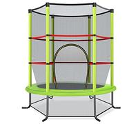 COSTWAY Trampoline Extérieur Enfants Ø165 CM avec Filet de Sécurité, Trampoline Enfants avec Cadre en Acier & 6 Poteaux Recouvert de Mousse, Charge Max 135kg pour Garçon et Fille