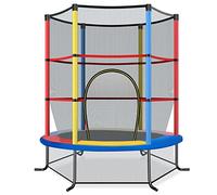 COSTWAY Trampoline Extérieur Enfants Ø165 CM avec Filet de Sécurité, Trampoline Enfants avec Cadre en Acier & 6 Poteaux Recouvert de Mousse, Charge Max 135kg pour Garçon et Fille