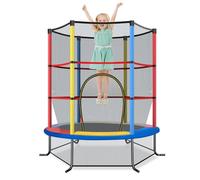 COSTWAY Trampoline Extérieur Enfants Ø165 CM avec Filet de Sécurité, Trampoline Enfants avec Cadre en Acier & 6 Poteaux Recouvert de Mousse, Charge Max 135kg pour Garçon et Fille (Coloré)