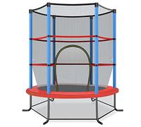 COSTWAY Trampoline Extérieur Enfants Ø165 CM avec Filet de Sécurité, Trampoline Enfants avec Cadre en Acier & 6 Poteaux Recouvert de Mousse, Charge Max 135kg pour Garçon et Fille