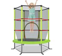 COSTWAY Trampoline Extérieur Enfants Ø165 CM avec Filet de Sécurité, Trampoline Enfants avec Cadre en Acier & 6 Poteaux Recouvert de Mousse, Charge Max 135kg pour Garçon et Fille (Vert)