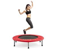 COSTWAY Trampoline Fitness Pliable Ø 97cm, Charge 150 kg, Tapis en PP, 32 Ressorts en Acier, 6 Patins Antidérapants, Trampoline Enfants Adultes Interieur, 360° Protection (Rouge)