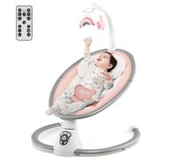 COSTWAY Transat Bébé Balancelle Électrique 5 Amplitudes de Balançoire Minuterie Intelligente avec Musique 2 Jouets 0-6 Mois Rose