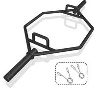 COSTWAY Trap Bar olympique, barre hexagonale pliable avec poignées striées, capacité de poids de 363 kg, douilles de 25 cm & ressorts à déclic