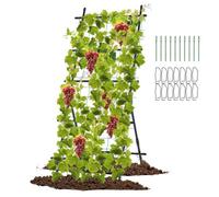 COSTWAY Treillis de Jardin - Cadre en Métal en Forme de A, Filet de Protection, Capuchons Inférieurs Pointus - Plantes Grimpantes
